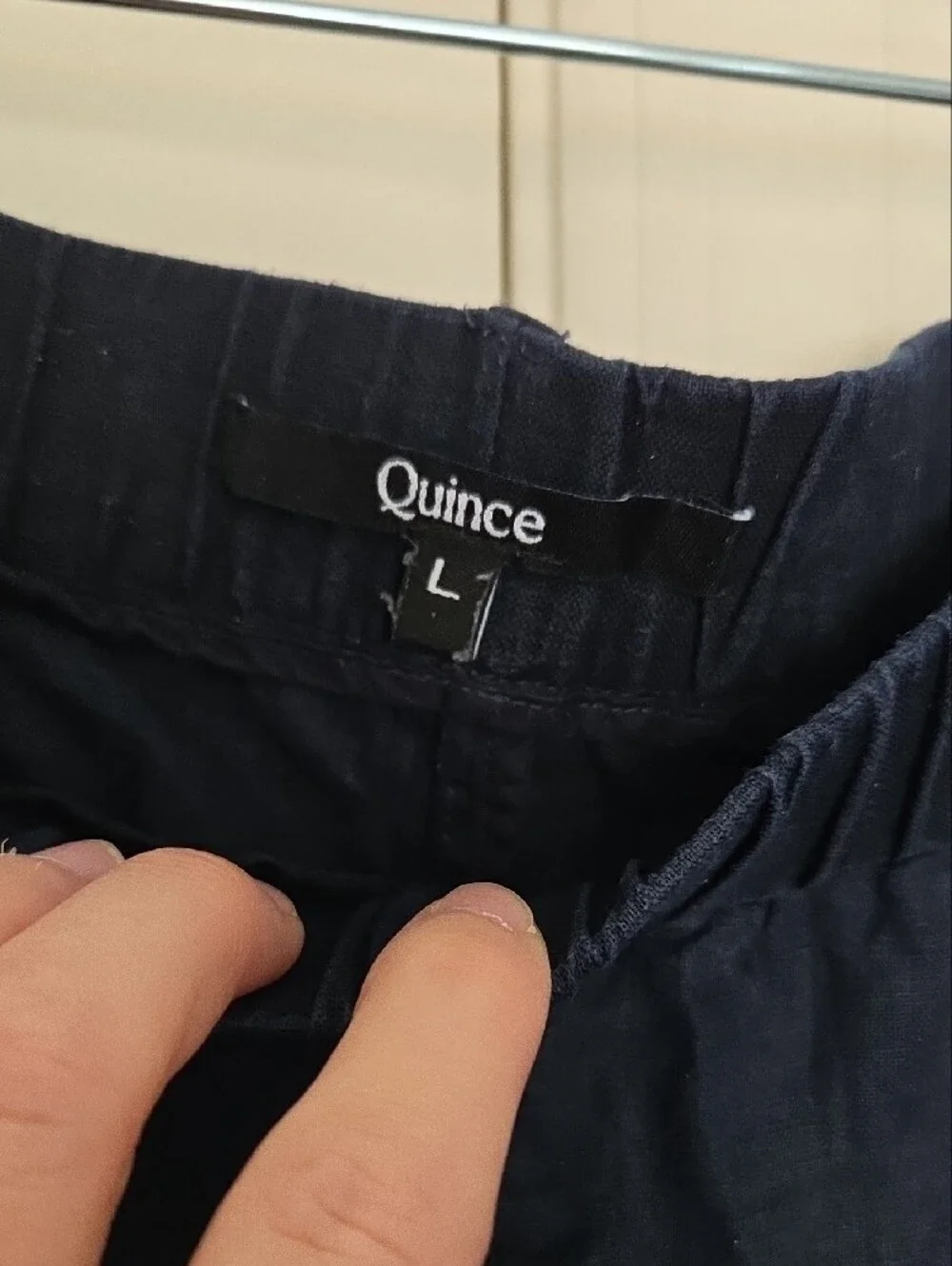 Quince Womans Navy Elastic-Waist Linen Pants Large
